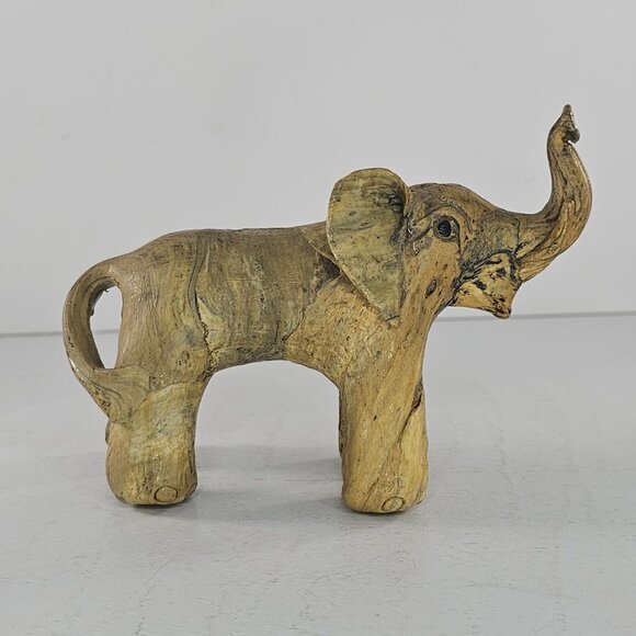 Crushed Oyster Shell Elephant Trunk Up Figurine Statue Handmade Folk Art Vintage - Picture 6 of 8